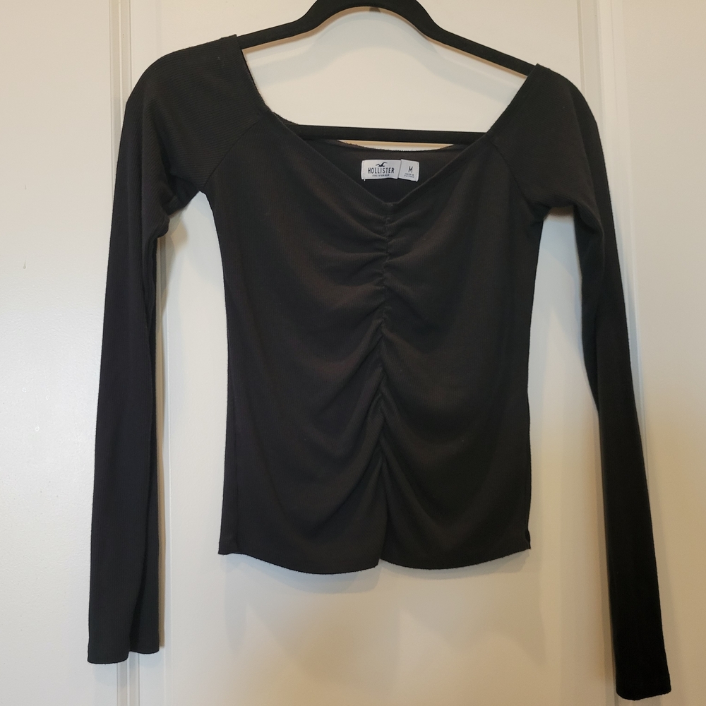 Hollister Black Ruched Fitted Bodysuit